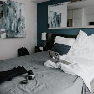 Grey Bedroom with Pop of Color